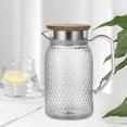thumbnail image 1 of Beverage Pitcher Cold Water Pitcher Transparent Beverage Carafe Cold Pitcher bamboo lid, 1 of 8