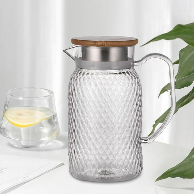 Beverage Pitcher Cold Water Pitcher Transparent Beverage Carafe Cold Pitcher bamboo lid