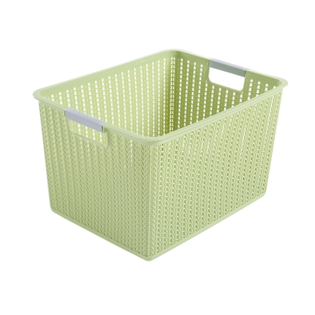 Wosthever Cesta de almacenamiento apilable, organizador de plástico duradero para dormitorio o cualquier habitación, organizador de dormitorio, Almacenamiento y organización del hogar verde L