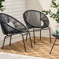 thumbnail image 2 of Chrissy Outdoor Modern Faux Rattan Club Chair (Set of 2), Black, 2 of 7