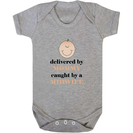 

Delivered By Mommy Caught By A Midwife Cotton Baby Bodysuit One Piece Sports Gray 18 Months