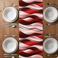 thumbnail image 6 of Red Striped Ombre Table Runner - 48 Inch Long, Kitchen Dining Table Runner Dresser Scarves, Modern Red Moire Geometric Farmhouse Decor for Coffee Tables Wedding Party Banquet, 6 of 8
