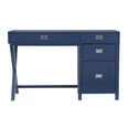 thumbnail image 2 of Linon Peggy Side Storage Wood Desk with 4 Drawers Silver Hardware in Navy Blue, 2 of 4