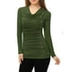 thumbnail image 3 of Top acanalado Allegra K con botones y mangas largas Cuello vuelto para mujer Verde S, 3 of 5