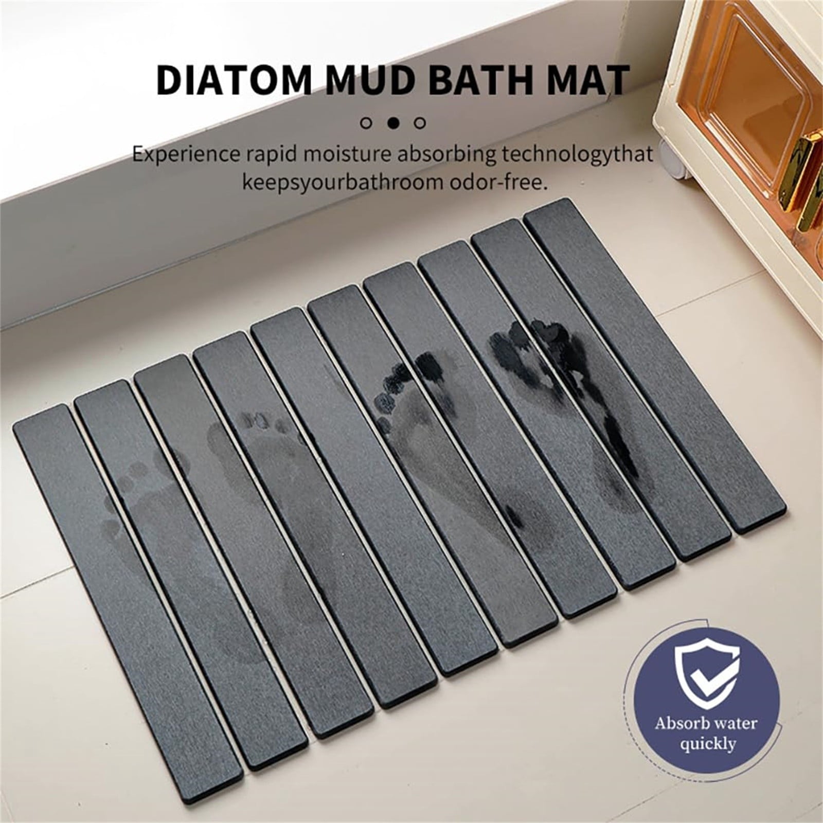 Foldable Stone Bath Mat 30x40cm | Quick-Dry Diatomaceous Earth Bath Rug with PVC Anti-Slip Base | Bathroom, Kitchen, Pet-Friendly Water Absorbent Mat,C