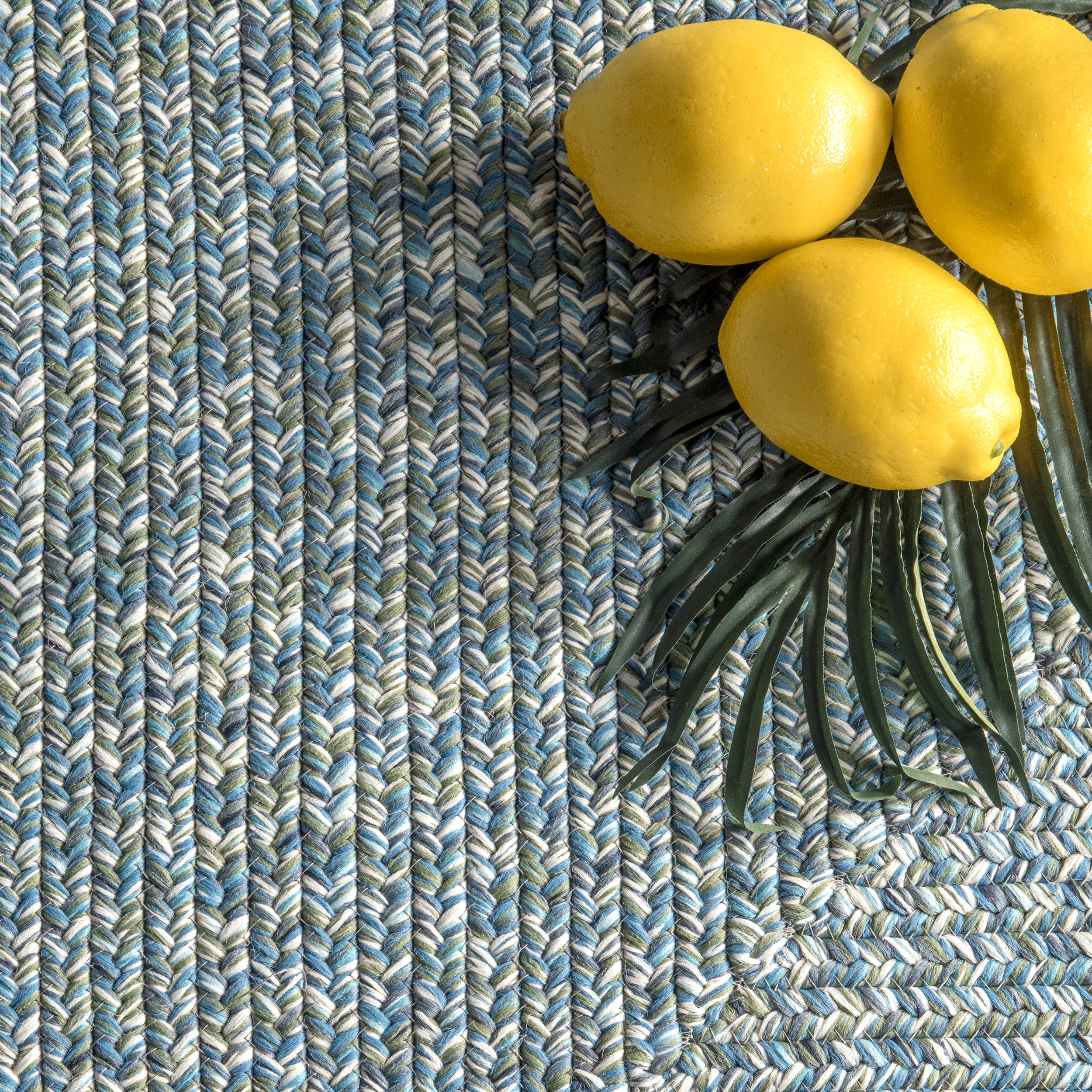 nuLOOM Wynn Braided Indoor/Outdoor Aqua 5' x 8' Casual Area Rug