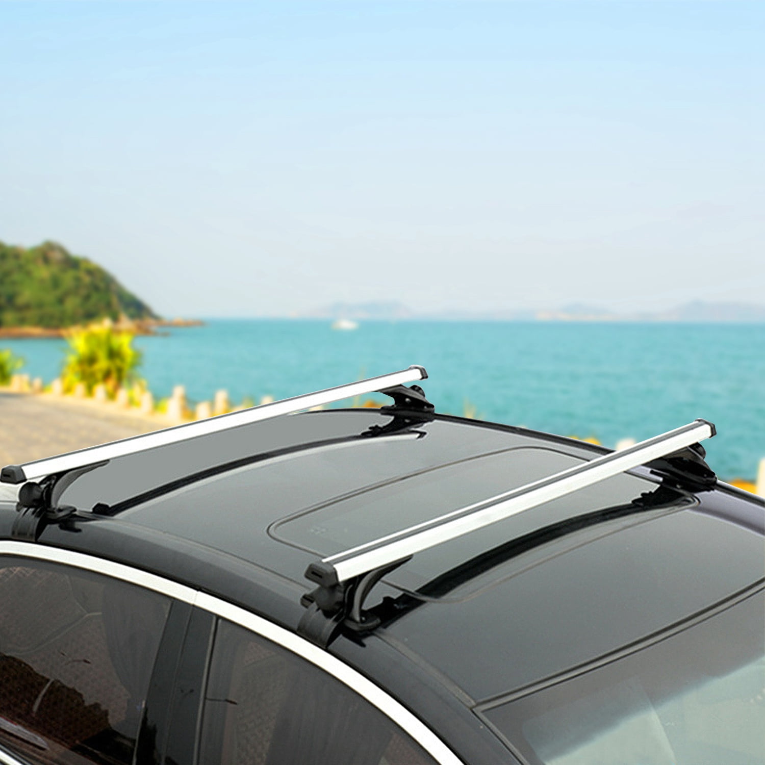 Moclever 47.2" Car Roof Rack, Aluminum Cargo Carrier Roof Rack Crossbars for Most Vehicle Wagon Cars