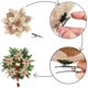 thumbnail image 4 of 20 flores artificiales de Navidad con clip, flores de Pascua navideñas con decoraciones en polvo de purpurina para guirnalda de árbol de Navidad, guirnalda de Navidad, decoración del hogar (champán), 4 of 5