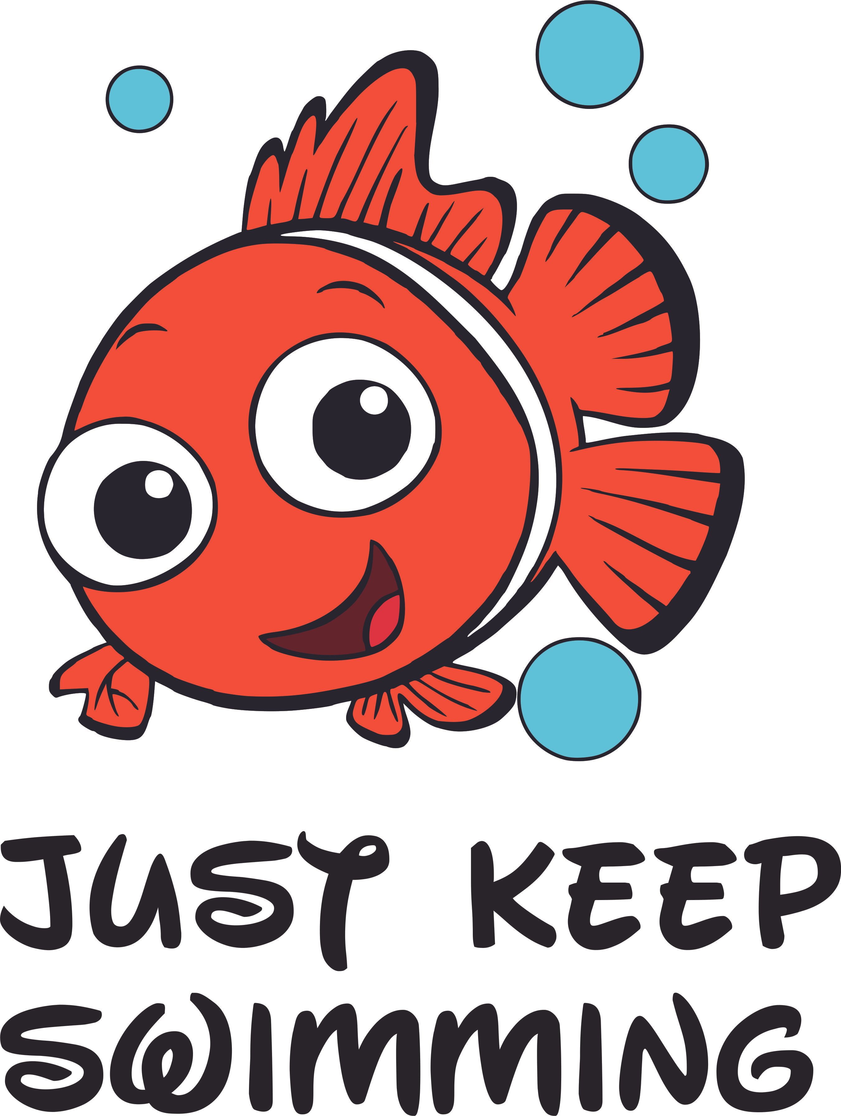 Nemo Just Keep Swimming Quotes Fish Customized Wall Decal - Custom