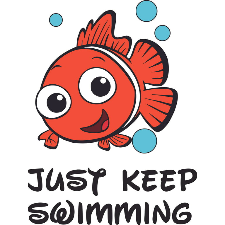 Nemo Just Keep Swimming Quotes Fish Customized Wall Decal - Custom