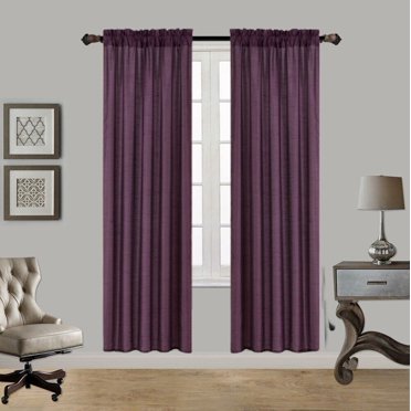 Rod Pocket Faux Silk Sheer Valance With Tassels - Floral Window Treatment Set (2 Panels)