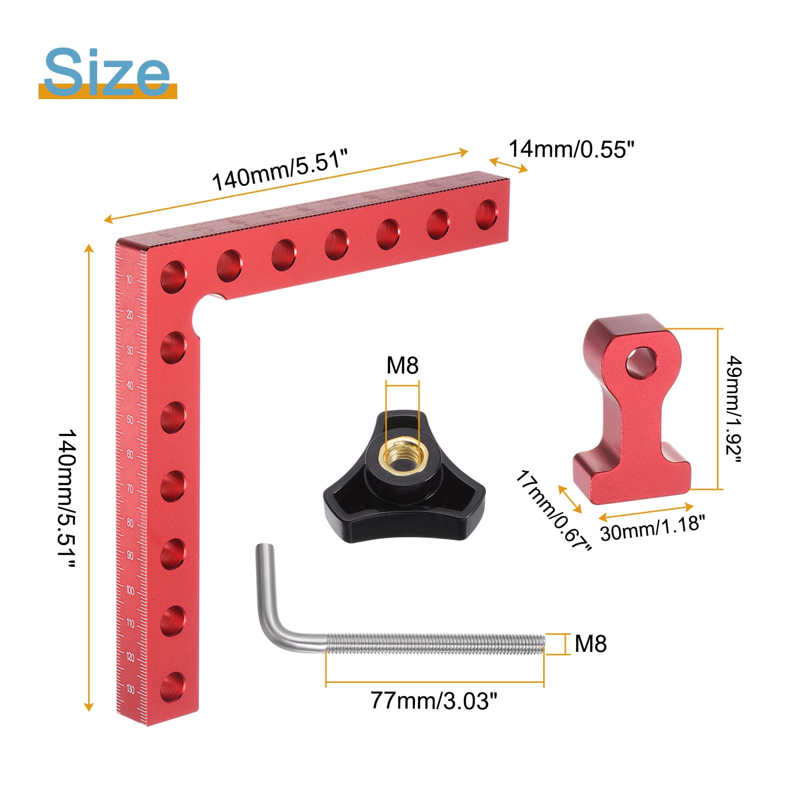 Corner Clamp 90 Degree 5.5" Right Angle Clamp Set for Woodworking 2packs Red