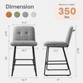thumbnail image 3 of HomeZeer Bar Stools Set of 2, 26" Velvet Counter Height with Back & Footrest, Modern Upholstered Wide Seat Stool with Metal Legs for Kitchen Island, Gray, 3 of 10