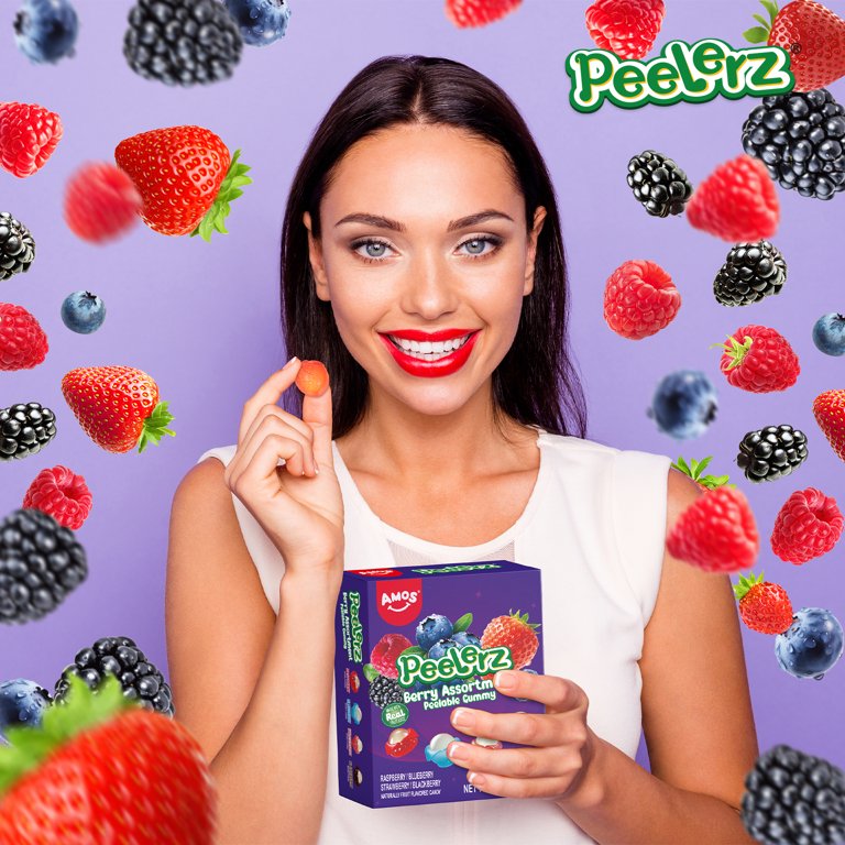 AMOS, Peelerz Variety Candy Packs, Berry Mixed Peelable Gummy 8.47