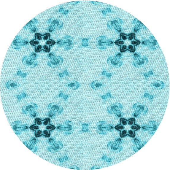 Ahgly Company Machine Washable Indoor Round Transitional Tron Blue Area Rugs, 8' Round