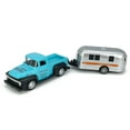 thumbnail image 2 of Vintage Blue Pickup Truck Trailer Toy Camper RV Motorhome Toy Car Boys Gifts Pull Back Model Diecast, 2 of 8
