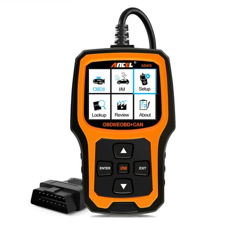 Scanner Board - Ancel AD410 OBD2 Scanner Check Engine Light Clear Fault Code Reader On-board Monitor Test EVAP System Test O2 Sensor Test VIN View Freeze Frame OBD 2 Diagnostic Scan Tool, Black and Orange