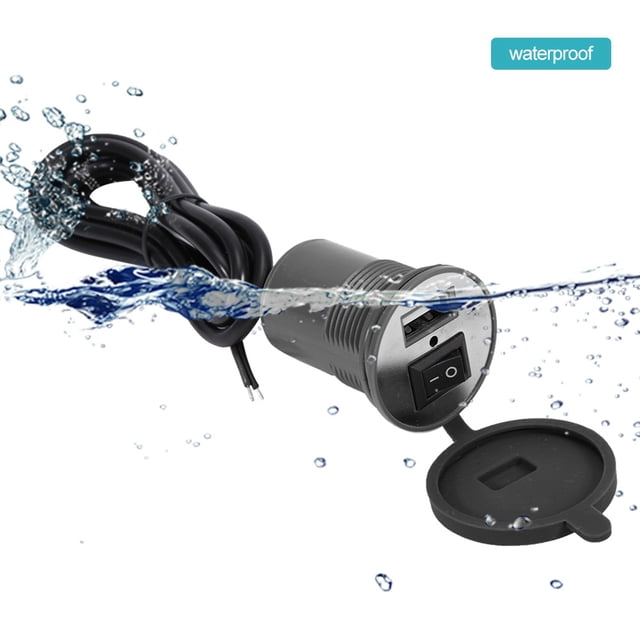 Cargador USB negro, cargador de teléfono para manillar de motocicleta, cargador de teléfono, construcción robusta