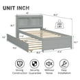 thumbnail image 3 of Twin Bed with Trundle, Twin Size Platform Bed with Bookcase Headboard and Pull Out Trundle Bed for Teens Adults, Wooden Twin Bed Frame with Storage Shelves, Bed Frame for Living Room, Gray, 3 of 7