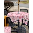thumbnail image 5 of Outdoor Tablecloth with Umbrella Hole for Patio/Picnic/Party/Camping, Spring Peaches Waterproof Table Cloth Square Cover Washable, Botanical Blossom Flowers Branches (60"x 60"), 5 of 8