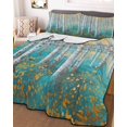 thumbnail image 3 of Quilts King Size, Teal Yellow Oil Painting Soft Comforter Bedding Set for Bed, Contemporary Abstract Art Lightweight Quilted Bedspread with Pillow Cover(2 Pieces) for All Season, 96x106 Inch, 3 of 6