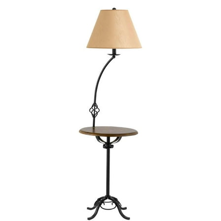 HomeRoots 62" Black Tray Table Floor Lamp With Brown Empire Shade