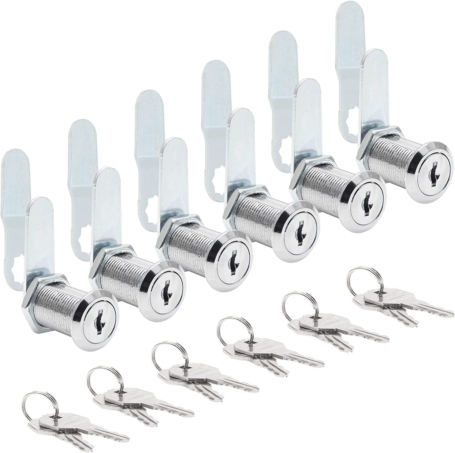 6 Pack Cam Locks Keyed Alike, 11/8" (30mm) Cam Lock Set for