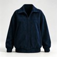 thumbnail image 6 of JUUNthy Women's Faux Suede Jacket, Zipper Lapel Collar Long Sleeve Loose Fashion Casual Outerwear Coat Army Green S, 6 of 13