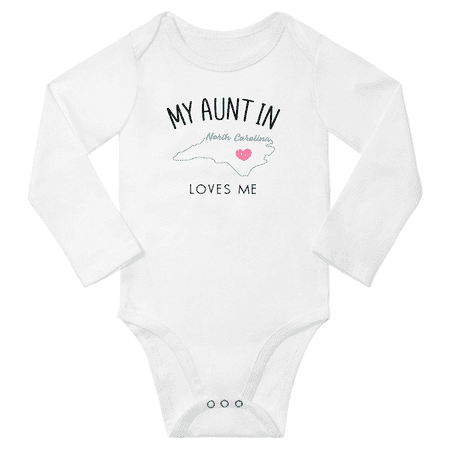 

My Aunt In North Carolina Loves Me Baby Long Short Sleeve Romper Bodysuits 12-18 Months