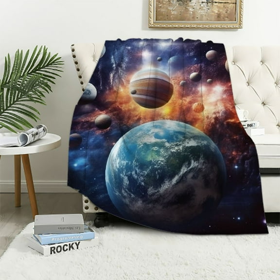 ARISTURING Solar System Throw Blanket, Extra-Large Outer Space Blanket for Kids Boys and Girls, Planets Blanket with Outer Space Galaxy Theme Plush Kids Throws for Boys for Bed, Couch, Sofa