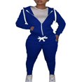 thumbnail image 1 of Women Hooded Tops Trousers Pocket Drawstring Elastic Waist Set, 1 of 7