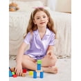 thumbnail image 4 of Arshiner Girls Pajamas Silk Satin Pajama Set 2 Piece Button Down Pjs Ruffle Sleepwear, 4 of 6