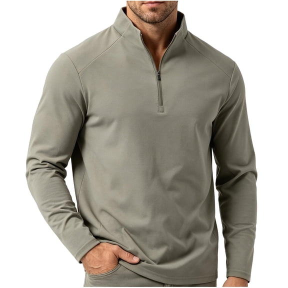 SAWOBUUN Mens 1/4 Zip Pullover Long Sleeve Shirt Lightweight Athletic Workout Top Breathable Performance Sweatshirt