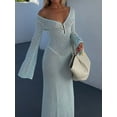 thumbnail image 4 of Vestido largo de manga larga para mujer, ropa de playa sin espalda, traje de baño tejido, Túnica Sexy, 4 of 5