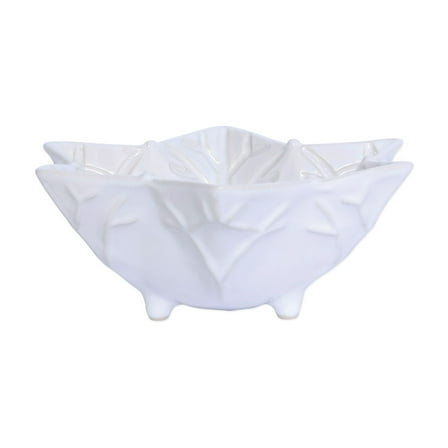 Vietri Incanto Stone Winterland White Footed Small Bowl