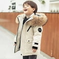 thumbnail image 2 of Teen Winter Coats for Boys Hooded Puffer Jacket Boys White Jacket Zip up Long Sleeve Thicken Waterproof Jacket Kids 13-14 Years Winter Coats for Girls, 2 of 4