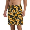 thumbnail image 2 of Goofa Black Marble Pattern Sunflower Printed Mens Swim Trunks Summer Quick Dry Short Beach Swimwear Bathing Suits-Large, 2 of 9