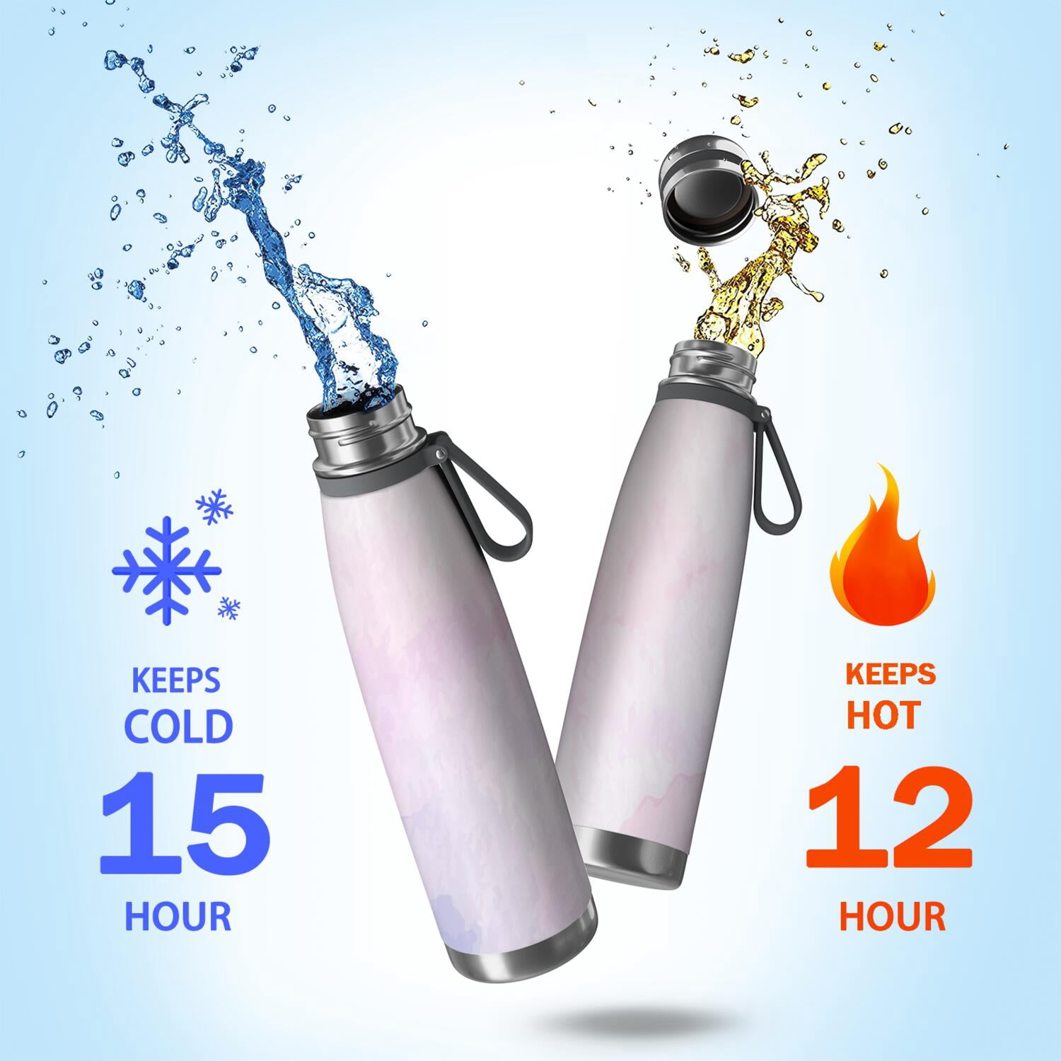 29oz Insulated Water Bottle with Tea Infuser, Stainless Steel Travel Mug, Fluid Smoke Aurora Art Style