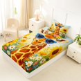 thumbnail image 4 of Castle Fairy Girls Cute Sunglass Giraffe Twin Sheets 3pcs,Sunflower Wild Floral Sky Bedding,Brown Yellow Blue,1 Fitted Sheet, 1 Flat Sheet and 1 Pillowcase, 4 of 6