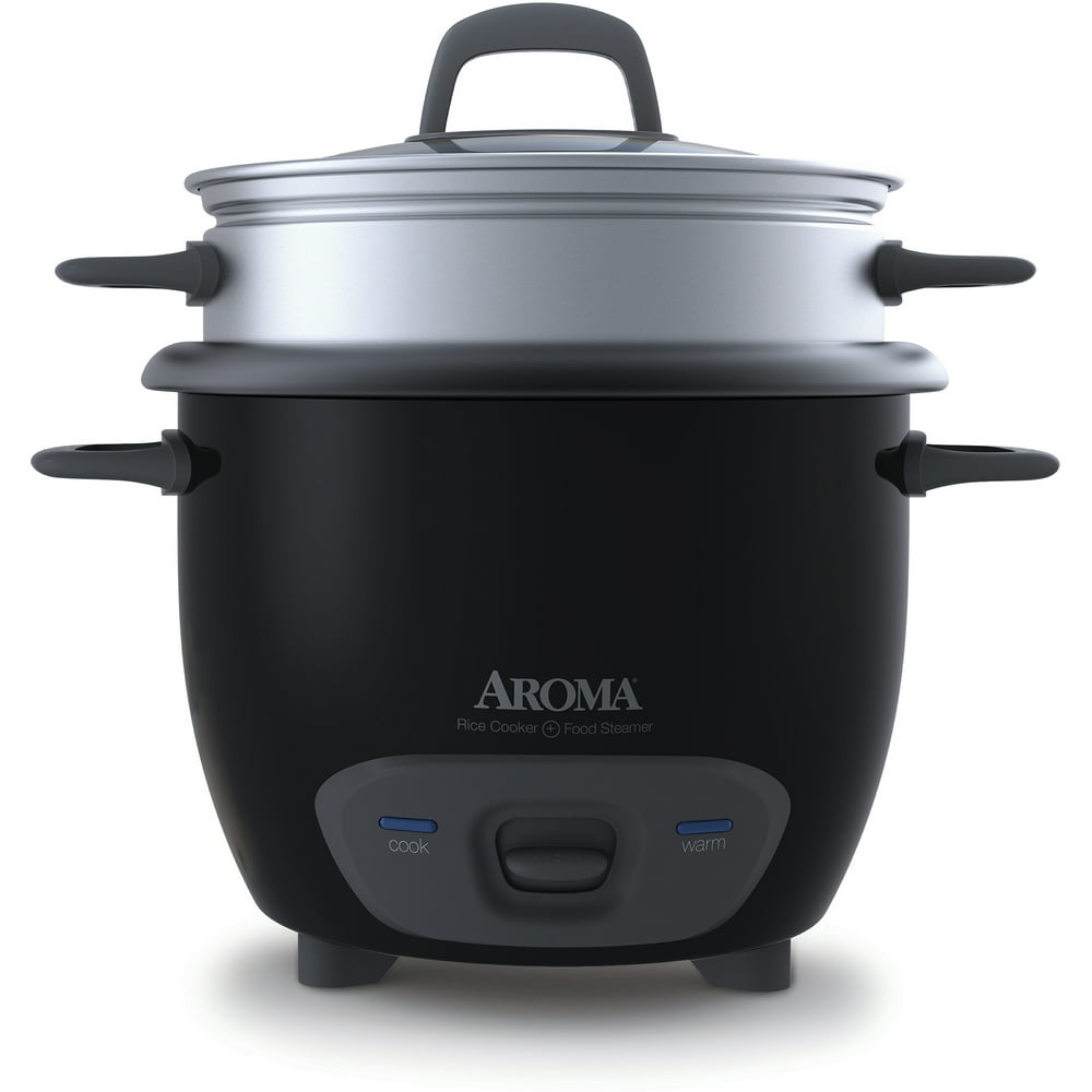 Aroma 6 Cup Dishwasher Safe & Non-Stick Pot Style Black Cooker & Food ...