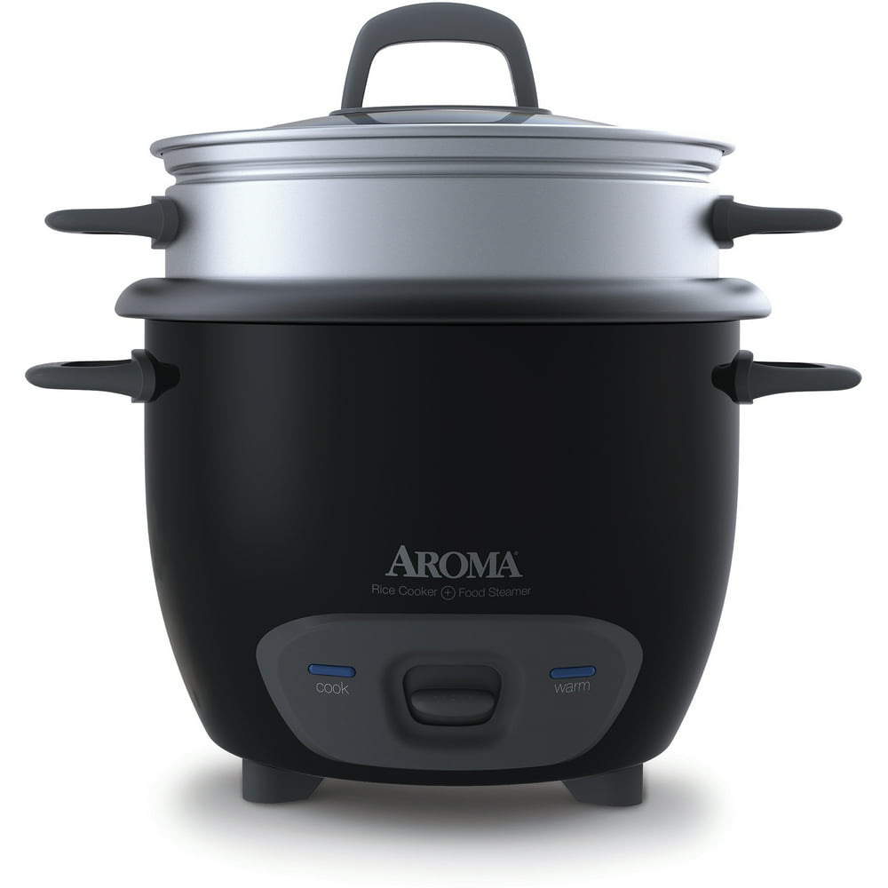 Aroma 6 Cup Dishwasher Safe & NonStick Pot Style Black Cooker & Food