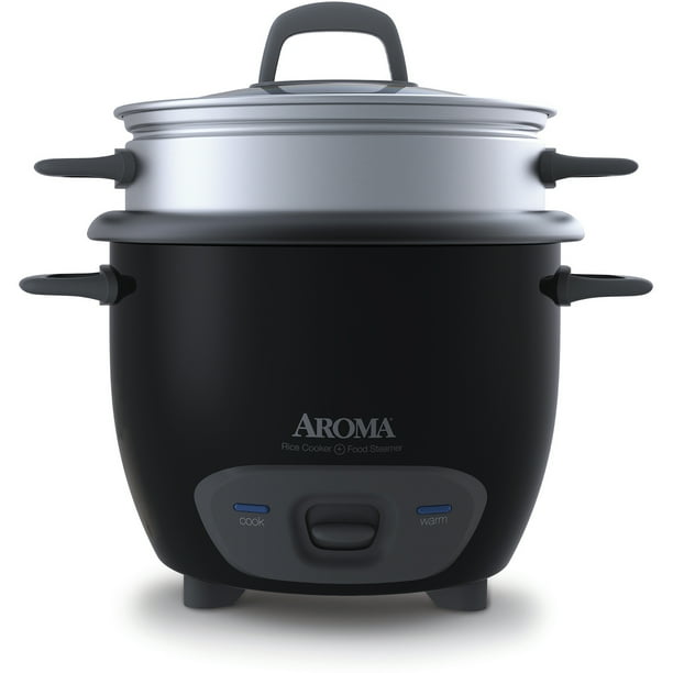Aroma 6 Cup Dishwasher Safe & NonStick Pot Style Black Cooker & Food
