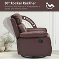 thumbnail image 4 of Farini Small Swivel Rocker Recliner Chair for Adult, PU Leather Recline Sofa Chair with Footrest for Bedrooms, Living Rooms & Small Spaces, Brown, 4 of 9