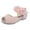 Pink, variant on BUWTTER Girl's Sandals Rhinestone Flower Shoes Low Heel Flower Wedding Party Dress Pump Shoes Princess Shoes Kids Beige Sandals Size 18-24 M