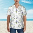 thumbnail image 4 of Balery Lavender Flowers Print Men's Hawaiian Shirts Short Sleeve Beach Shirt Relaxed Fit Vacation Button Down Shirts-X-Large, 4 of 9