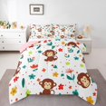 thumbnail image 1 of YST Monkey Bedding Comforter Sets Full Comforter Set For Girls Kids Cute Flower Animal Bedding, Wild Animal Comforter Botanical Flower Pattern 3D Quilt Set Bedroom Decoration(Pink Reverse), 1 of 6