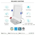 thumbnail image 7 of Luxrite 6 Inch Square LED Recessed Lighting, 15W, 5CCT Color Selectable 2700K-5000K, 1400 Lumens, Baffle Trim 4 Pack, 7 of 7
