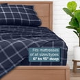 thumbnail image 6 of Bare Home Ultra-Soft Sheet Set - Premium 1800 Collection - Deep Pockets - 4-Pieces - King, Modern Plaid - Midnight/White, 6 of 8