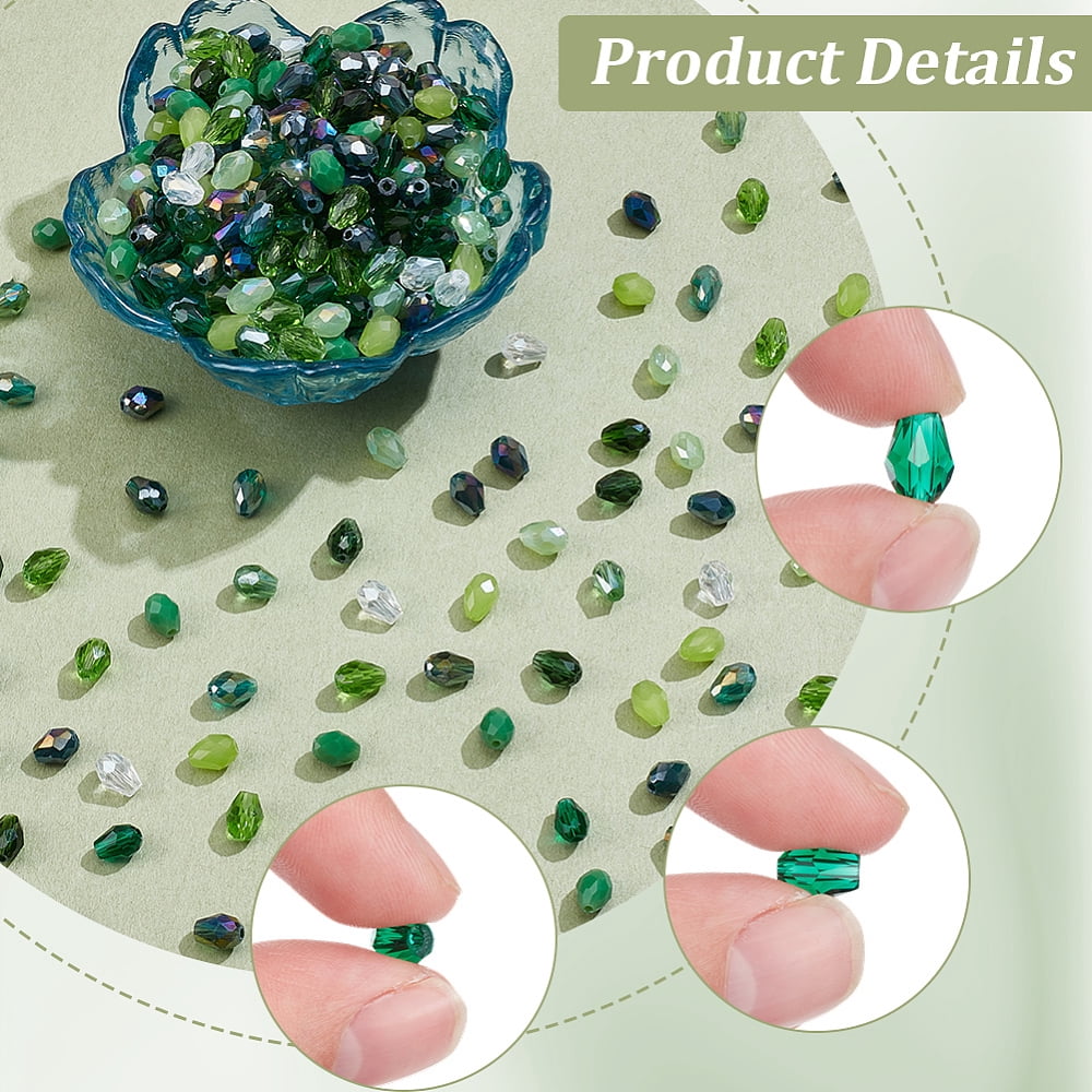 11 Strands 11 Colors Mixed Styles Glass Beads Strands Faceted Teardrop Green 8x6mm Hole: 1.2mm about 65~67pcs/strand 20.08 inch(51cm)