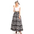 thumbnail image 5 of Sakkas Ami Women's Maxi Long African Ankara Print Skirt Pockets & Elastic Waist - 111-Black/white - One Size Regular, 5 of 5